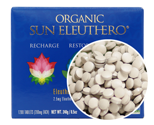 Organic Sun Eleuthero 1200 Tablets (200mg each) Typically a 3-month supply