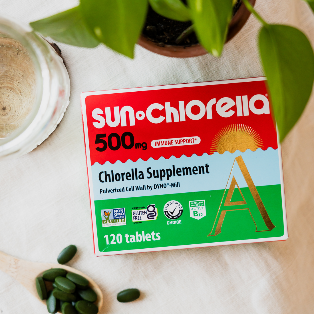 Sun Chlorella Tablets 500mg | 90%+ Pulverized Cell Wall | Whole-Food B ...