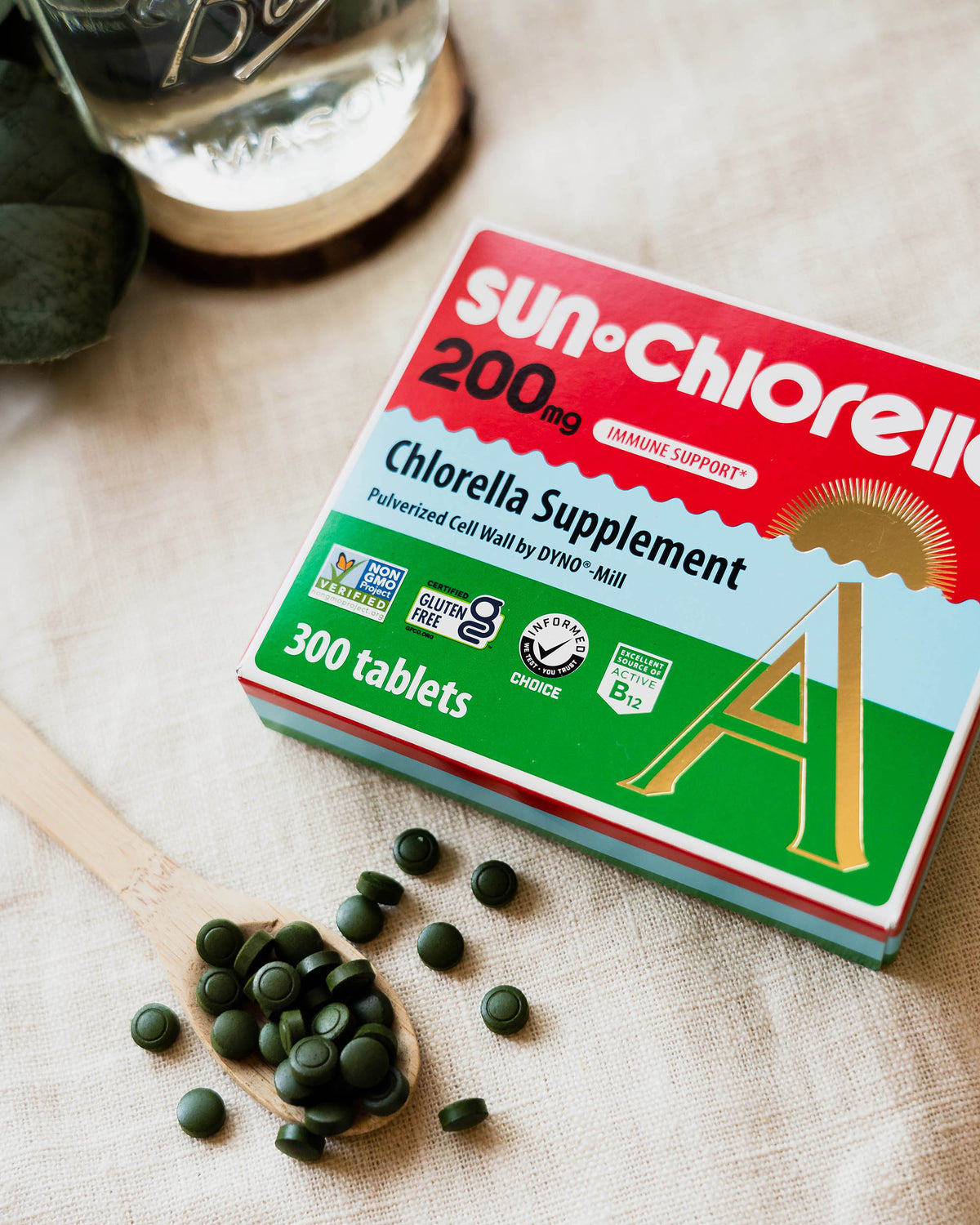Sun Chlorella Tablets 200mg | 90%+ Pulverized Cell Wall | Whole-Food B ...