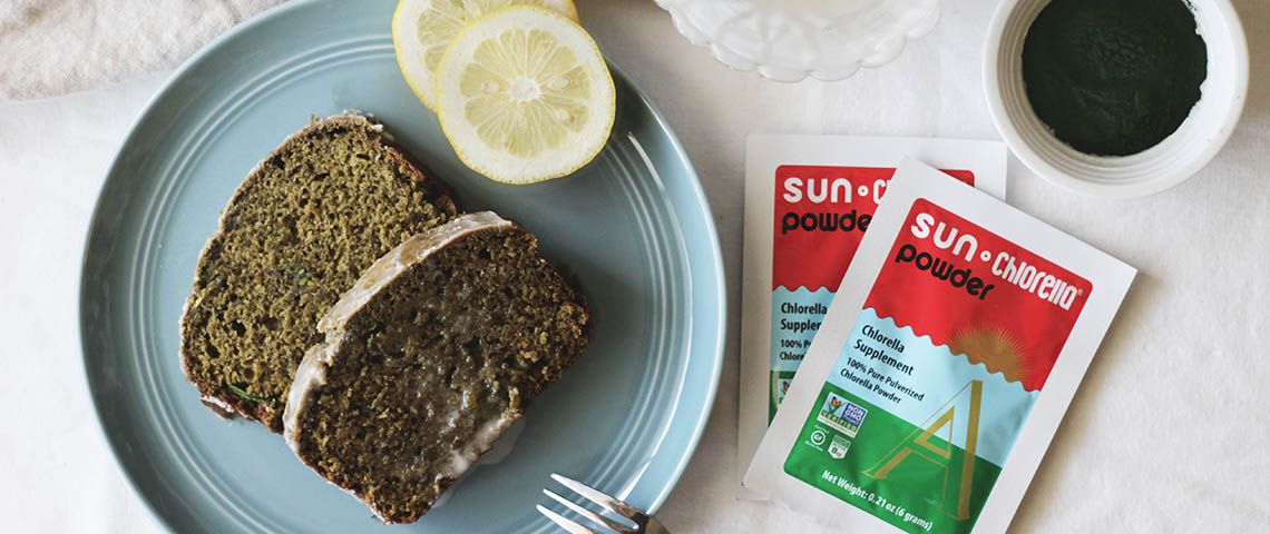 : The secret ingredient in this vegan lemon zucchini bread? Chlorella, the only known plant-based source of active B12.