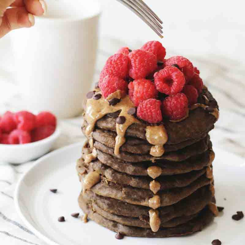 Pancakes and raspberries