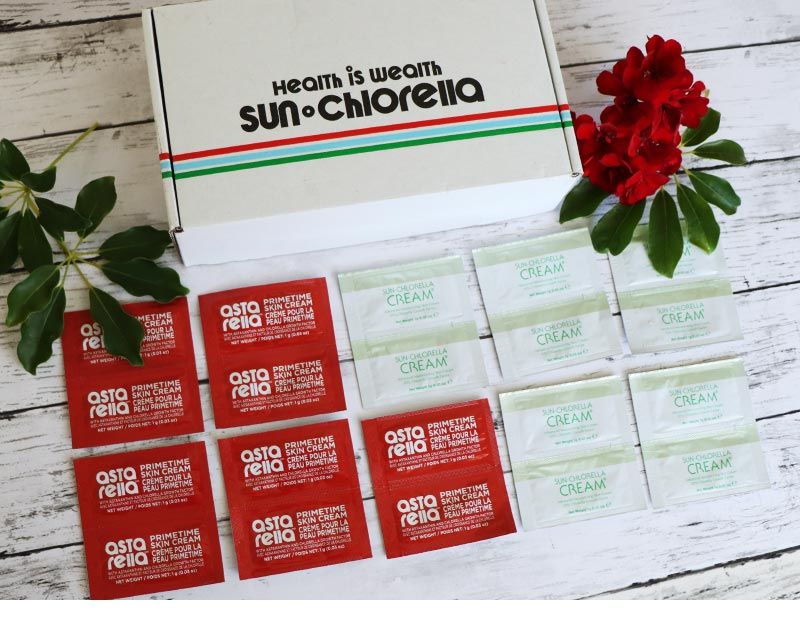 $9.99 Beauty Trial Box includes: 10 - Sun Chlorella Skin Cream Single Packets (1g/ea.) and 10 - Astarella Skin Cream Single Packets (1g/ea.) $9.99 Beauty Trial Box includes: 10 - Sun Chlorella Skin Cream Single Packets (1g/ea.) and 10 - Astarella Skin Cream Single Packets (1g/ea.)