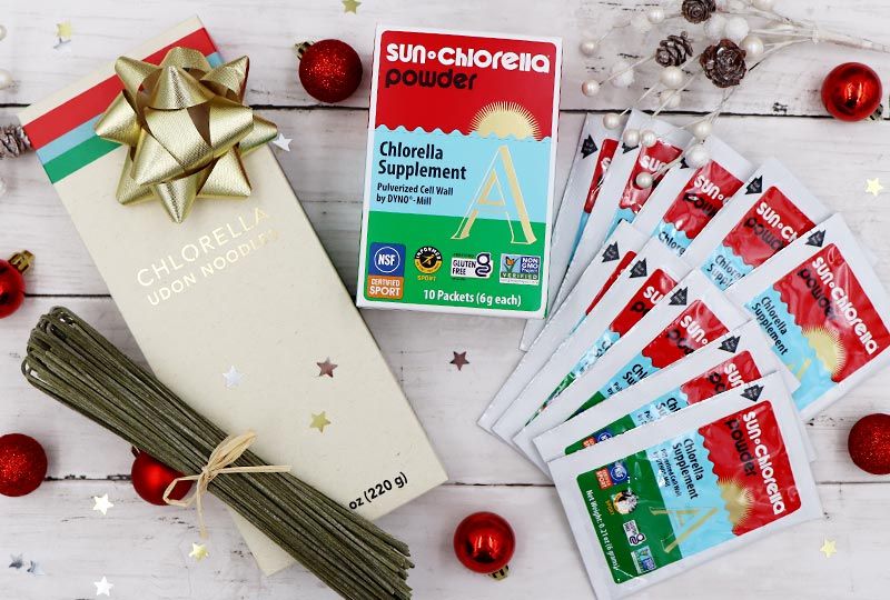 Superfood Holiday Deal includes 1 box of Chlorella Udon Noodles and 20 packets of Sun Chlorella Powder!