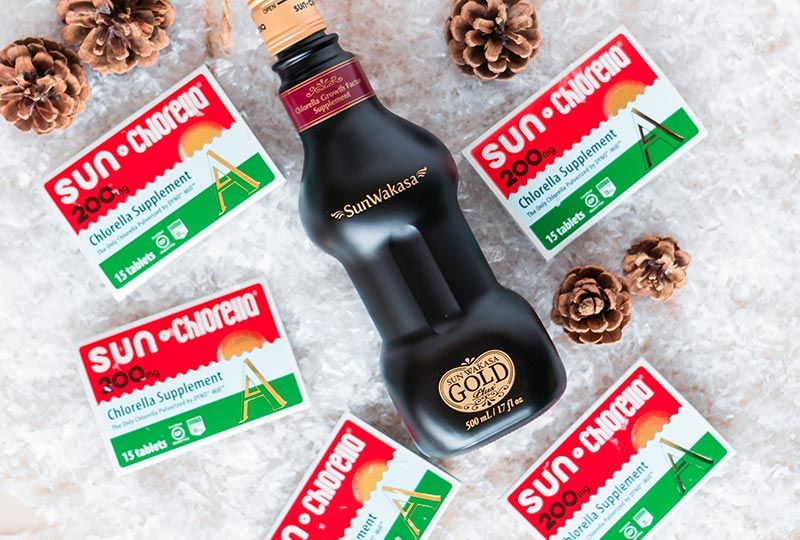Immune Support Holiday Deal includes 1 bottle of Sun Wakasa Gold Plus (1.0 ltr/bottle) and 5-day supply of Sun Chlorella 200mg Tablets!
