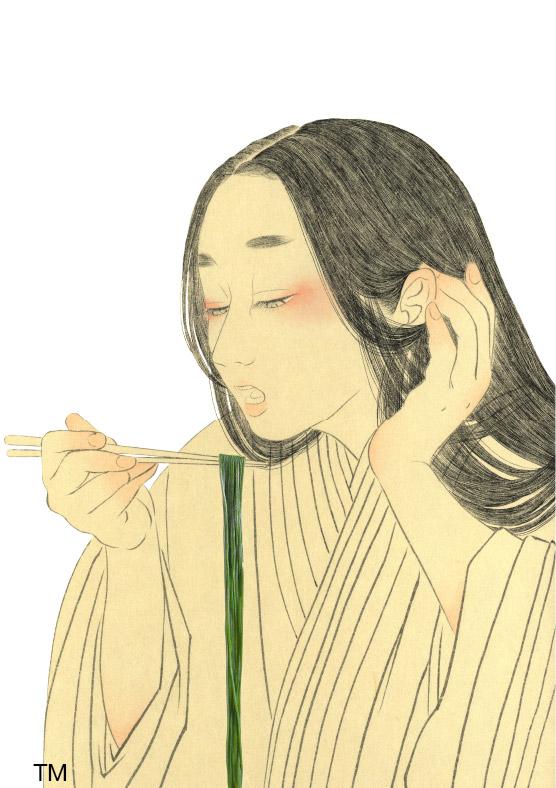 Chlorella Udon Noodles - Heian Era cover illustration is trademarked by Sun Chlorella Corp.