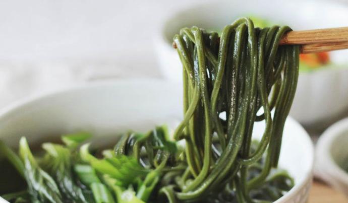 Simple Chlorella Udon Noodle Soup