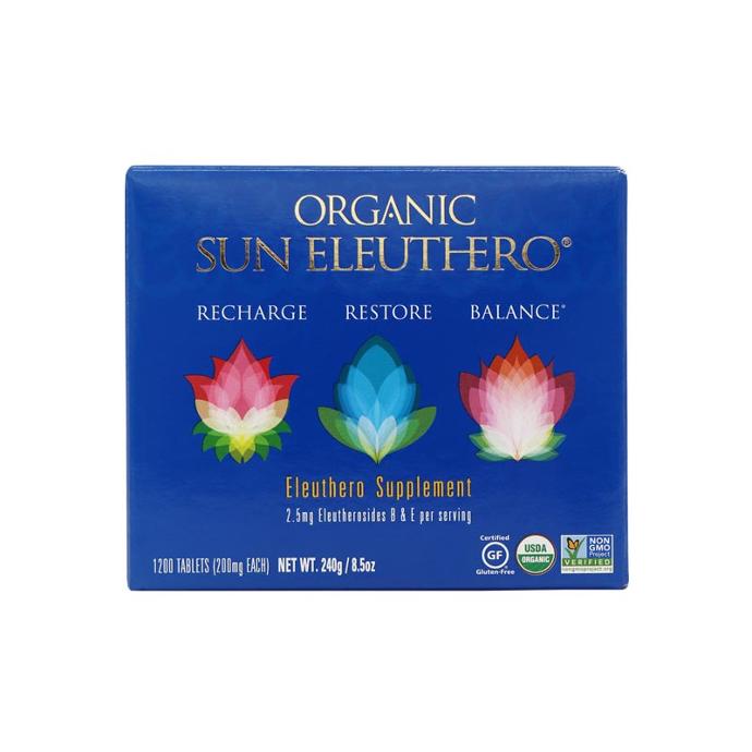 Organic Sun Eleuthero Family Size 1200 Tablets 200mg each 100 day supply