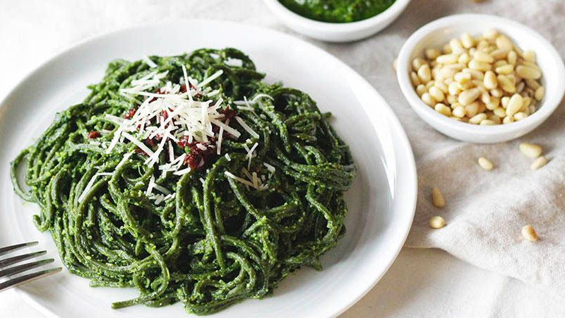 A picture of a chlorella noodle meal