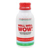 A bottle of Well Well Wow! Drink: Eleuthero and Chlorella Growth Factor Extract