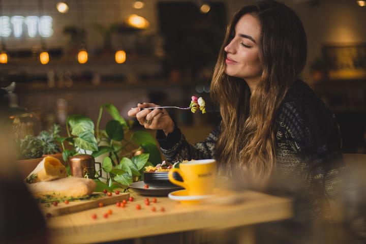 Woman enjoying a healthy meal