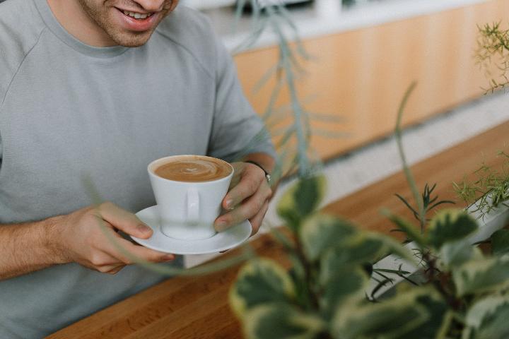 Man about to enjoy his coffee