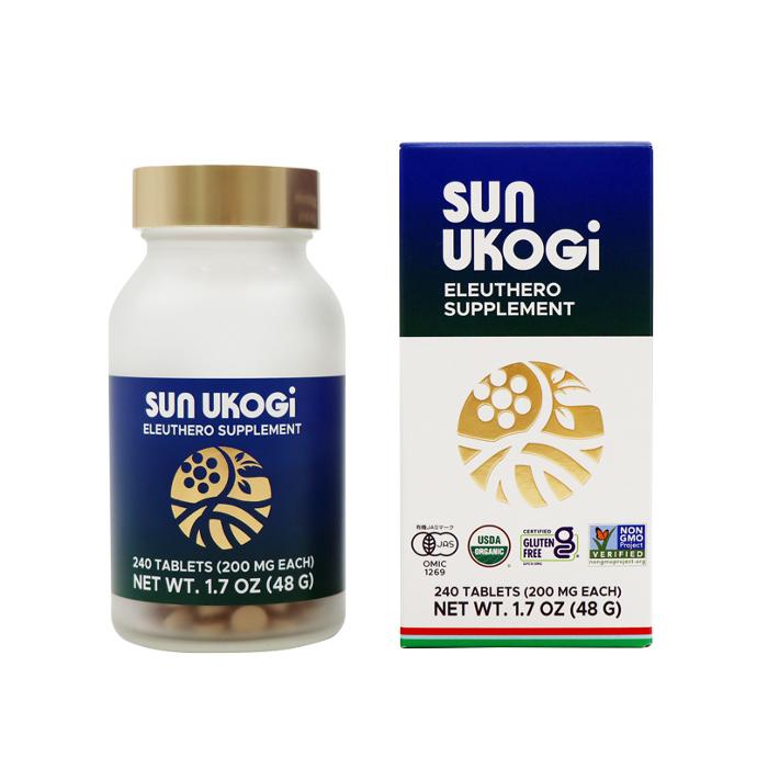Sun Ukogi Eleuthero Supplement 200mg Tablet - 20 Day Supply Sun Ukogi Bottle and Box