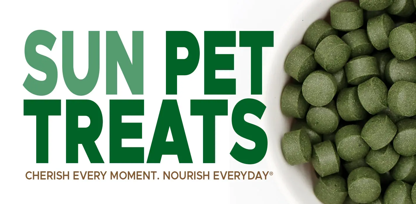 Sun Pet Treats with a bowl full of Sun Pet Treats tablet