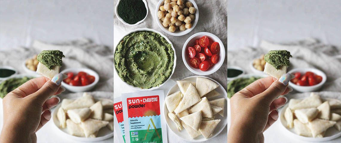 Get the benefits of Vitamin B12 and all nine amino acids by adding Sun Chlorella® Powder to homemade hummus.