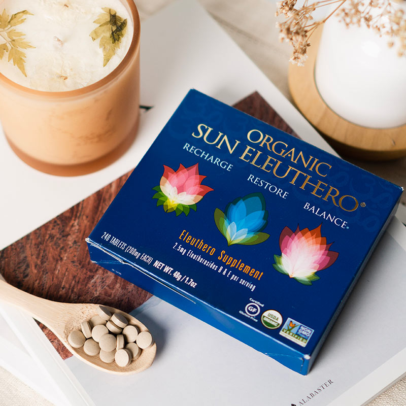 Organic Sun Eleuthero 200mg Tablets 20-Day Supply